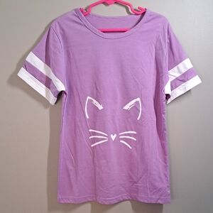 Purple Cat Face Kids T-Shirt